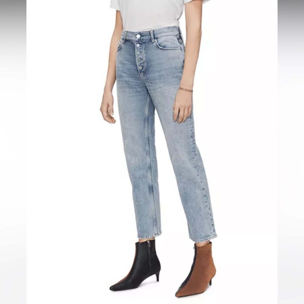 Anine Bing Etta Button Fly Straight Leg Classic Blue Women's Jeans